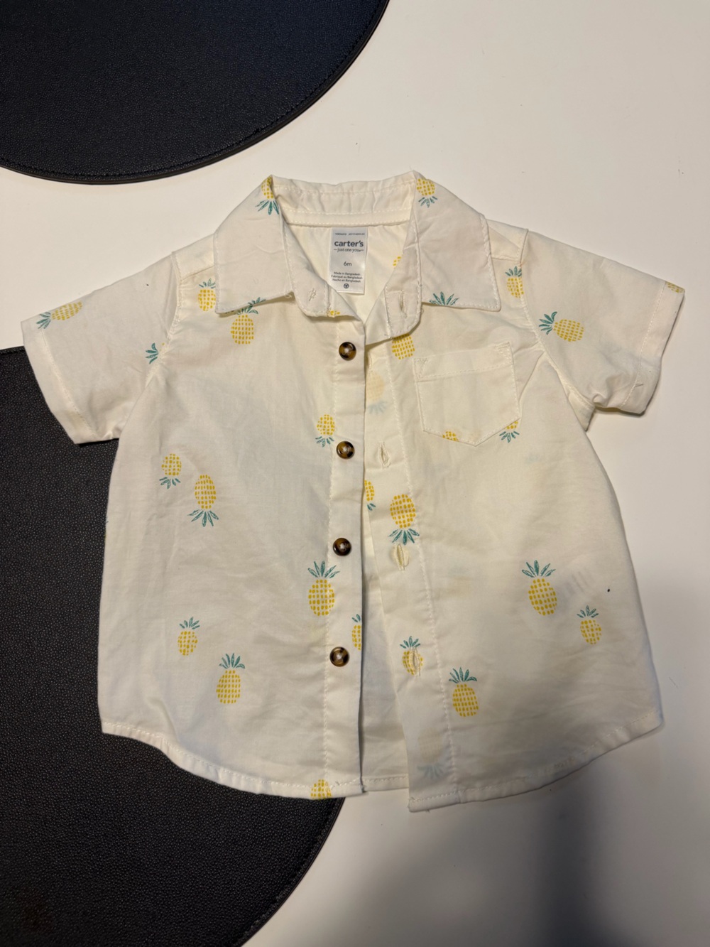 Baby Pineapple Print Short Sleeve Shirt - White